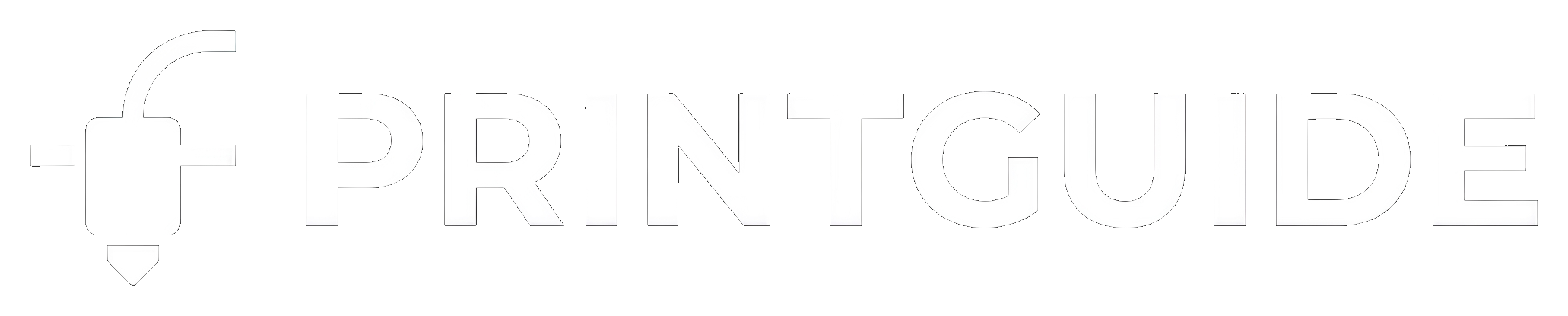 PrintGuide wordmark logo — white on black